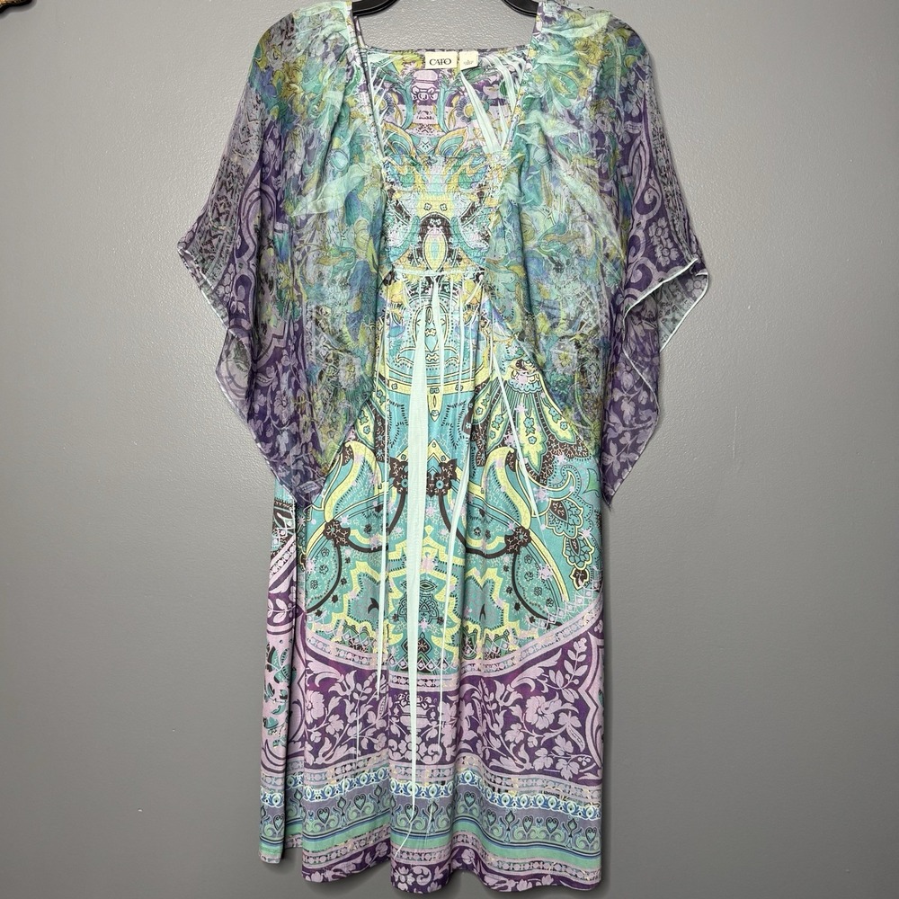 Cato Dress Women L Sheer Floral Flutter Sleeve Ruffle Neck Dark Fairy Whimsigoth